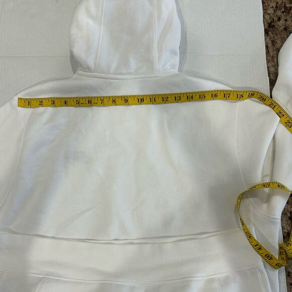 Nike Sweatshirt Men's Size M White Embroidered Swoosh Fleece Pullover Hoodie - Picture 9 of 10